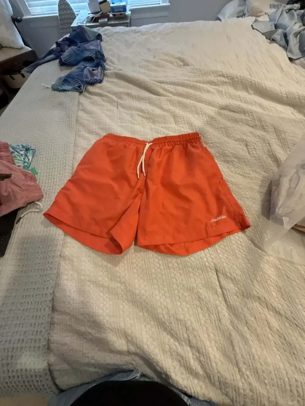 Chubbies Men's Solid Orange Swim Trunks with Drawstring Waist